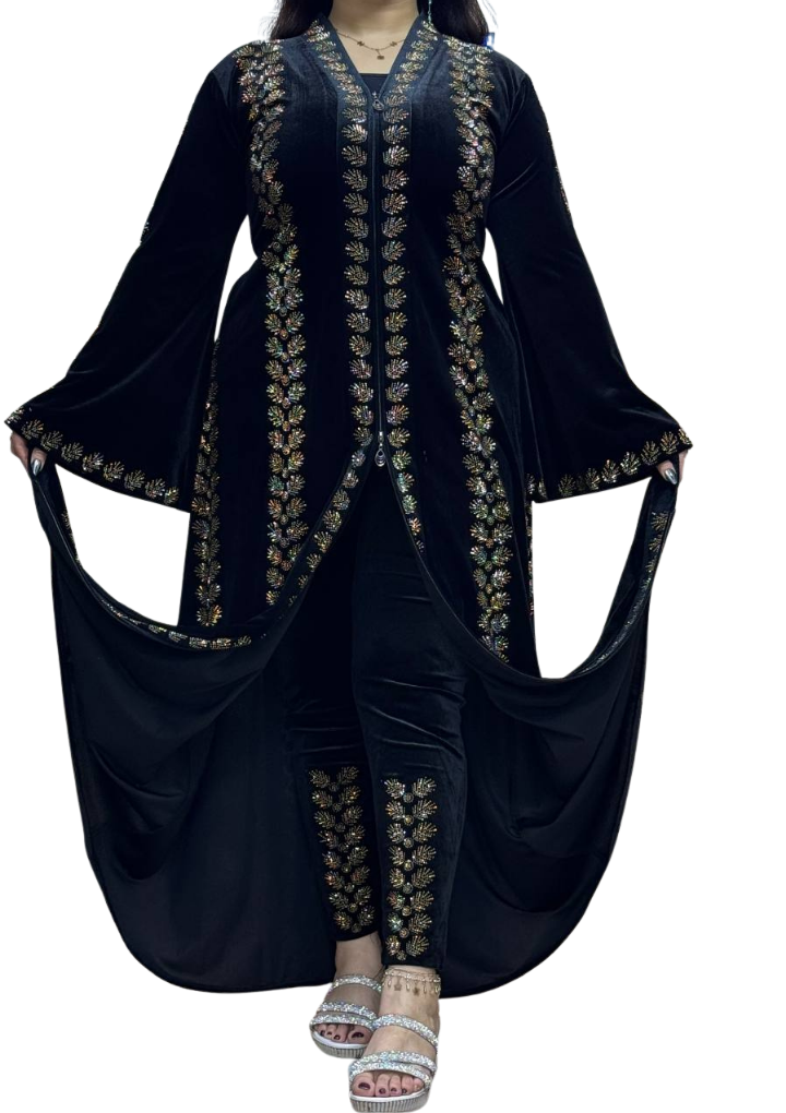 Abaya veluto da 5 pezzi